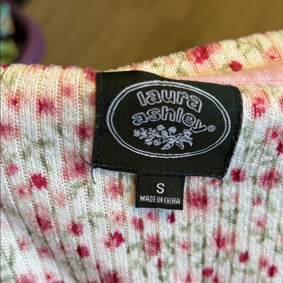 Laura Ashley Pink and Green Floral Long Sleeve Shirt - Picture 2 of 5